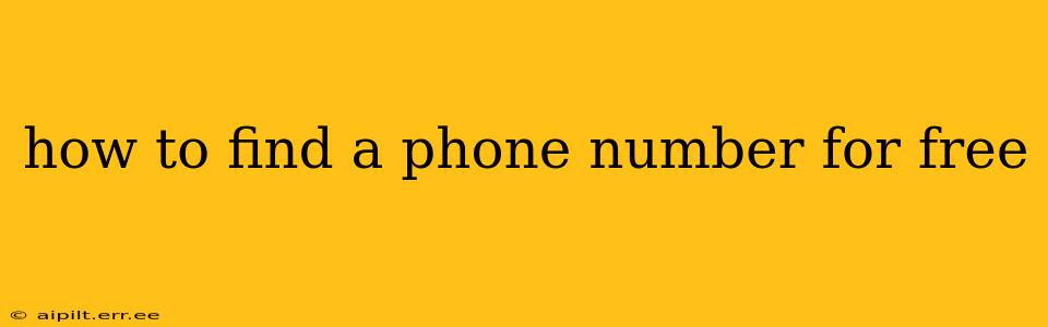 how to find a phone number for free